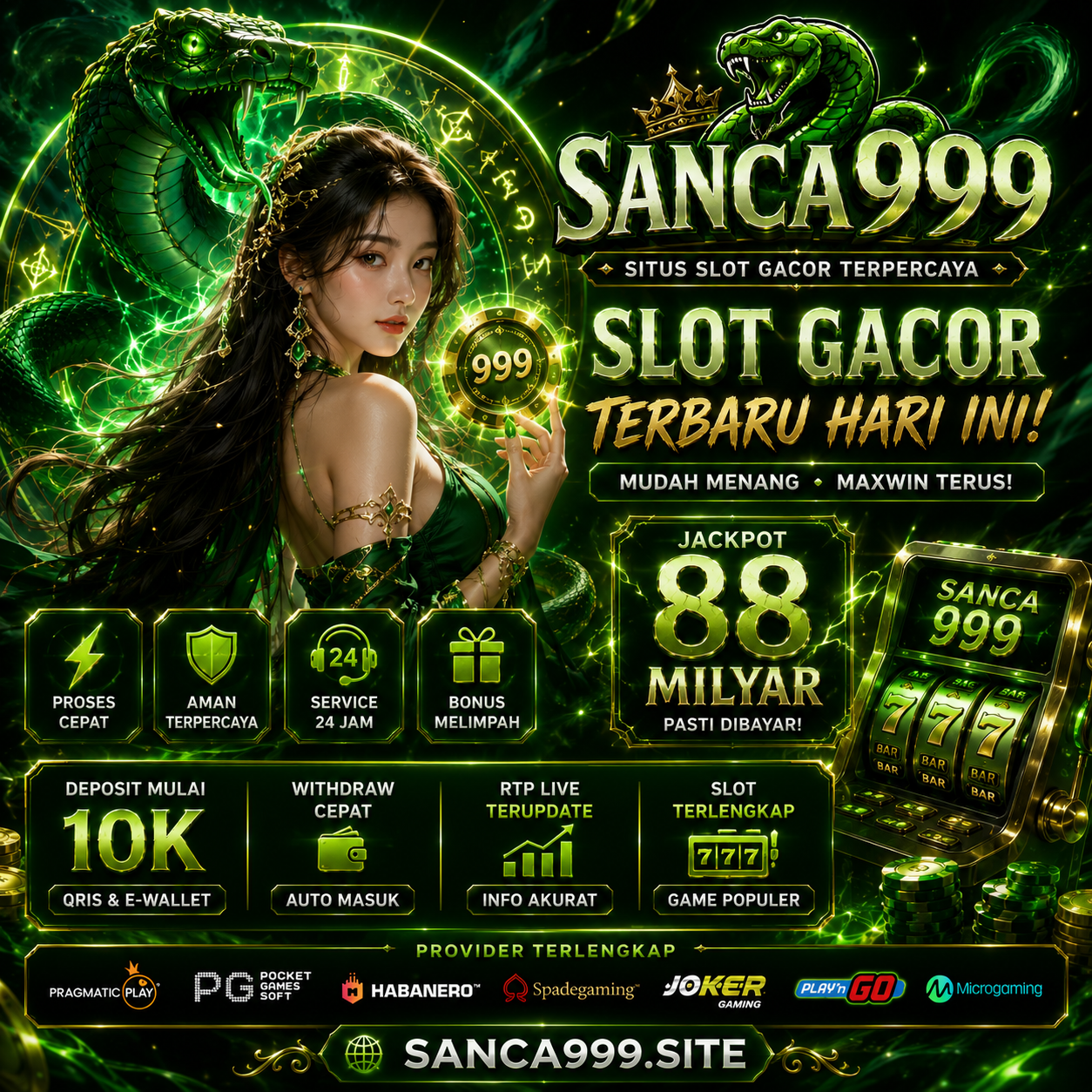 SANCA999 🐍 Link Masuk Situs Slot Gacor Hoki Gampang Jackpot Slot88 Via Qris Hari Ini